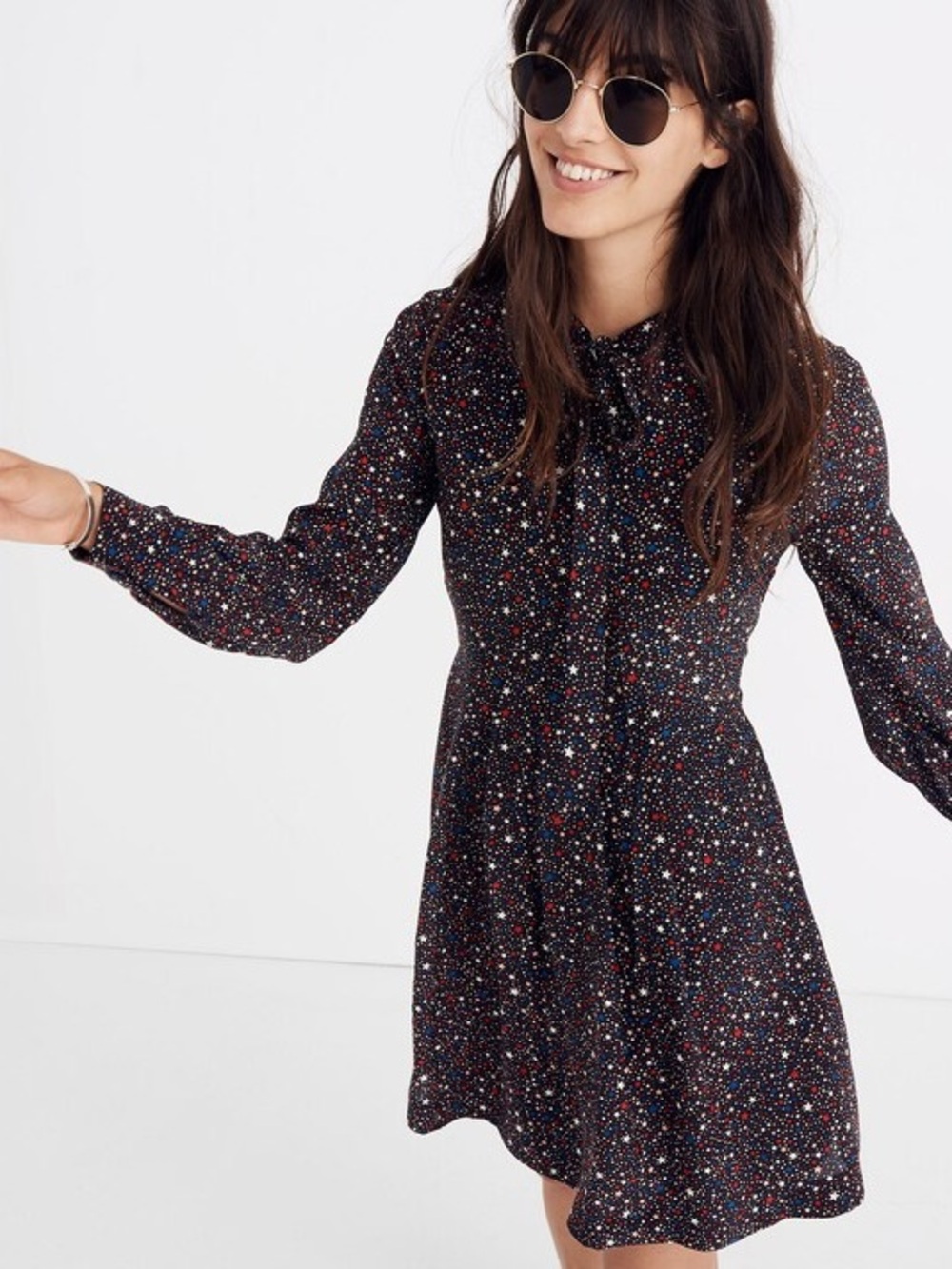 Madewell Balsam neck tie starry dress Like new! 100% Silk